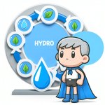 A cartoon character, let's call him "Hydro" (get it?), is shown
