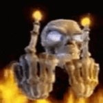 Skeleton middle finger regret GIF Template