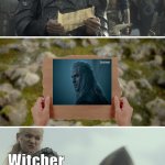 The Witcher fan base right now | Witcher Fans; Witcher Fans; Lauren S. Hissrich | image tagged in daemon targaryen message,the witcher | made w/ Imgflip meme maker