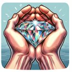 hands holding a diamond