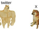Buff Doge vs. Cheems | twitter; X | image tagged in memes,buff doge vs cheems,funny | made w/ Imgflip meme maker
