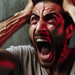 a man raging and screaming with red face