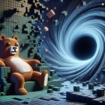 Roblox Freddy fazebear sitting on a black hole roblox looking