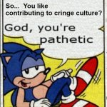 Cringe Culture is Cringe | So...  You like contributing to cringe culture? | image tagged in god you're pathetic,sonic the hedgehog,cringe | made w/ Imgflip meme maker