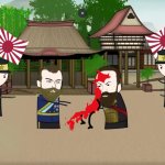 Tsar surrounded by Meiji Soldiers