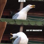 Inhaling Seagull | OK; HUH; JUST MY IMAGINATION; REEEEEEEEEEEEEEEEEEEEEE | image tagged in memes,inhaling seagull | made w/ Imgflip meme maker