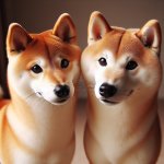 two doge looking at each other