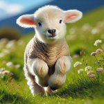 cute lamb covered in wool