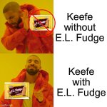 Keefe ponders elf biscuits | Keefe without E.L. Fudge; Keefe with E.L. Fudge | image tagged in memes,kotlc,keeper of the lost cities | made w/ Imgflip meme maker
