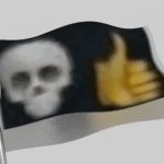 Skull and thumbs up flag meme