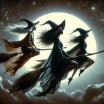 witches flying through the sky