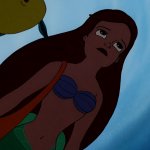 ariel swimming close up