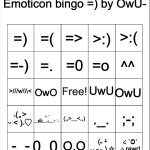 Dot the ones you like/use emoticons bingo by Owu