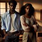 African-American couple with a concerned look on their faces.