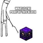 Me after craft anchor in hardcore world | WHAT IS THE POINT OF THIS BLOCK | image tagged in c'mon do something,minecraft,hardcore,funny,fun,i have no idea what i am doing | made w/ Imgflip meme maker