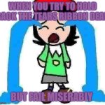 oh no | WHEN YOU TRY TO HOLD BACK THE TEARS RIBBON DEAD; BUT FAIL MISERABLY | image tagged in adeleine crying,memes,fun,kirby,ribbon,adeleine | made w/ Imgflip meme maker