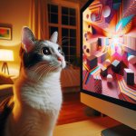 Una imagen de un gato mirando una pantalla con expresión confund