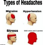free epic Parrozzo | 5000 views and 0 upvotes | image tagged in types of headaches meme | made w/ Imgflip meme maker