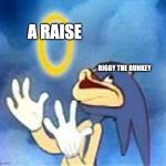 Joyful Sonic | A RAISE; RIGGY THE RUNKEY | image tagged in joyful sonic,riggy,danno,memes,funny,riggy the runkey | made w/ Imgflip meme maker