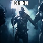 Newgirlotr | BEHIND! | image tagged in orc torch helm's deep lotr | made w/ Imgflip meme maker