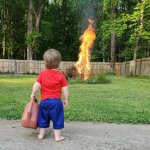 Baby staring at fire meme