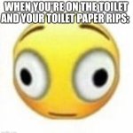 I hate when this happens | WHEN YOU'RE ON THE TOILET; AND YOUR TOILET PAPER RIPS: | image tagged in cursed flustered emoji | made w/ Imgflip meme maker