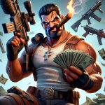 tough apex legends character smoking cigar counting money in han