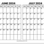 June July 2024 calendar