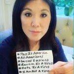 Asian woman with Sign / card