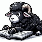 black sheep readinig a book