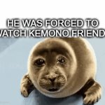 Enter a clever title for your gif! | HE WAS FORCED TO
WATCH KEMONO FRIENDS | image tagged in gifs,memes,seal,seals,funny | made w/ Imgflip video-to-gif maker