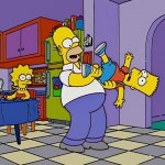 Homer Holding Bart By The Leg