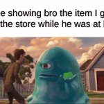 I have all the bragging rights | me showing bro the item I got from the store while he was at home | image tagged in gifs,store,show,little brother | made w/ Imgflip video-to-gif maker
