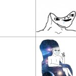 Galaxy brain wojak vs brainless wojak