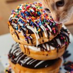 Cat sniffing donuts