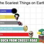 The duck from Crossy Road | THE DUCK FROM CROSSY ROAD | image tagged in scariest things on earth,video games,jpfan102504 | made w/ Imgflip meme maker