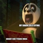 Bright side is terrible at doing Titanic videos | MY BRAIN CELLS DYING; BRIGHT SIDE TITANIC VIDEO | image tagged in if the dragon scroll wasn't blank,youtube,titanic,history memes,jpfan102504 | made w/ Imgflip meme maker