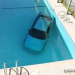 car parked in pool
