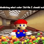 I don't know if this relatable or not. Sorry for this brainrot crap | Me calculating what color Skittle I should eat next | image tagged in gifs,skittles | made w/ Imgflip video-to-gif maker