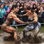 Women mud wrestling meme