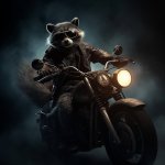 Raccoon on Motorcycle