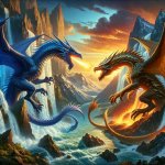 two dragons fighting
