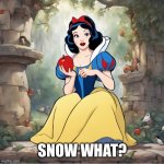 Snow Whut? | SNOW WHAT? | image tagged in snow white | made w/ Imgflip meme maker