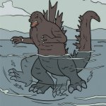 Godzilla treading water