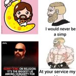 Atheist | image tagged in at your service my king | made w/ Imgflip meme maker