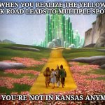 Polygamy | WHEN YOU REALIZE THE YELLOW BRICK ROAD LEADS TO MULTIPLE SPOUSES; AND YOU'RE NOT IN KANSAS ANYMORE | image tagged in polygamy | made w/ Imgflip meme maker