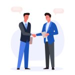 2 men Shaking hands cartoon