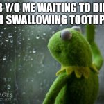 kermit window | 3 Y/O ME WAITING TO DIE AFTER SWALLOWING TOOTHPASTE | image tagged in kermit window | made w/ Imgflip meme maker
