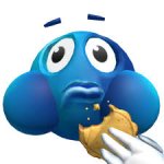 ugly blue guy snacking