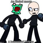 Crossover | An Eteled meets; A humanised Mulpan | image tagged in eteled dreemurr | made w/ Imgflip meme maker